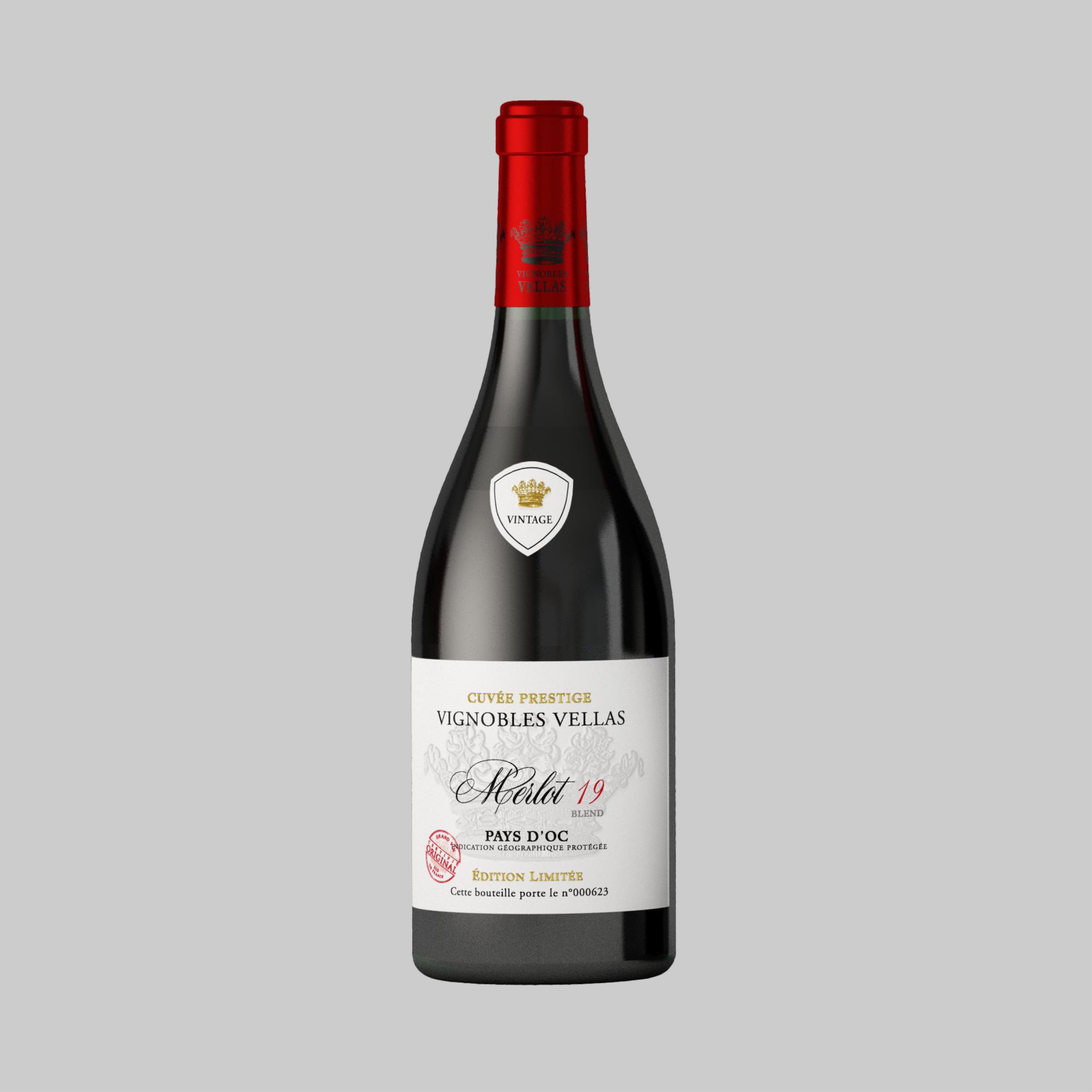 Vignobles Vellas Cuvée Prestige Merlot 19 Blend Pays d'Oc 750ml 15% - Time2Drink